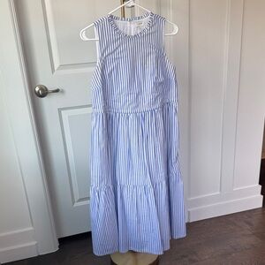 J. Crew Striped Sleeveless Dress in Blue and White